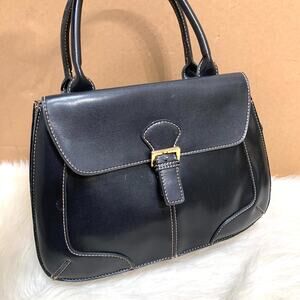 MADISON & MAX Black Vinyl Y2K Vintage Expandable Top Handle Satchel